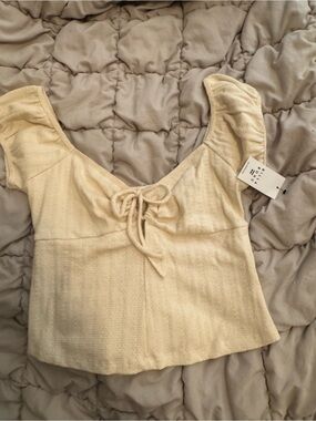 Billabong Cream Tie-Front Crop Top
